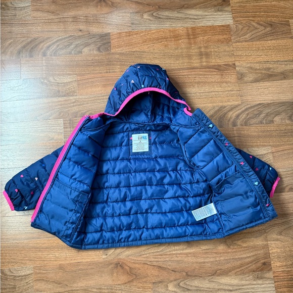 GAP Kids Navy Puffer Jacket with Pink Trim 3t - Picture 3 of 4